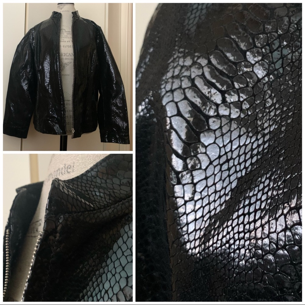 NEW Chico’s 3 alligator patent leather black RARE